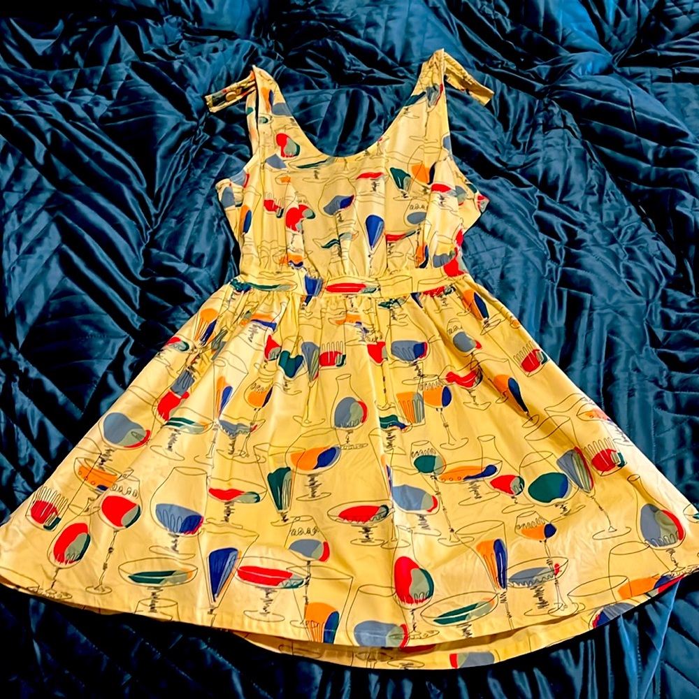 Yellow Patterned Vintage Beach Bash Dress